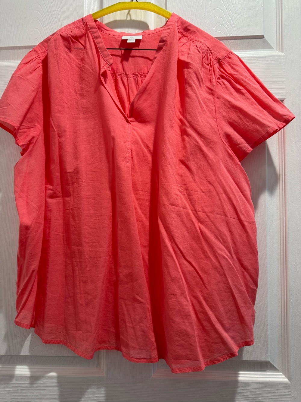J. Jill Coral Pink V-Neck Short Sleeve Blouse